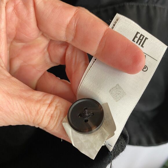 Gap Collarless Henley Pocket L/S True Black Khaki Midi Shirt Dress Size Small - Picture 11 of 16